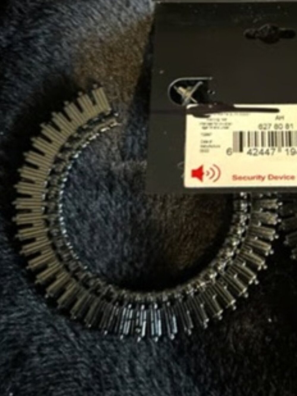 VERA WANG Goth Black Metal/Black Crystal Statement Hoop Earrings**NEW! - Picture 3 of 5